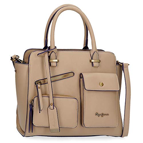 Pepe Jeans Zoe Bolso Beige 29x25x12 cms Piel Sintética