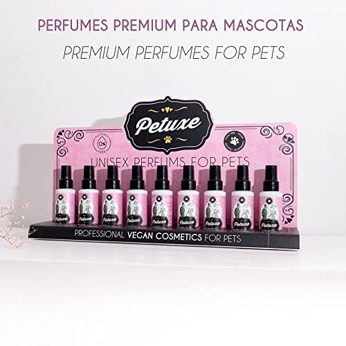 Petuxe Perfume vegano para perros de origen natural. Colonia en spray para mascotas. Corrector de olor para mascotas. Cachorros y adultos. Efecto duradero (Bimba)