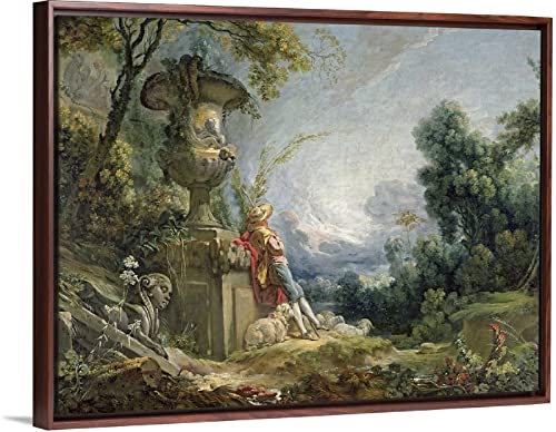 Pintar por Numeros Adultos, DIY Pintura por números con Pinceles y Pinturas,Conjunto Completo de Pinturas para el Hogar — Escena pastoral o joven pastor en un paisaje, por Francois Boucher