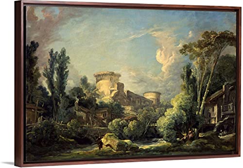 Pintar por Numeros para Adultos Niños Pintura por Números con Pinceles y Pinturas,Conjunto Completo de Pinturas para el Hogar — Paisaje con castillo y molino, por Francois Boucher