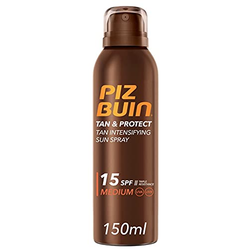 Piz Buin, Tan & Protect Protector Solar en Spray, Acelerador del Bronceado SPF 15, 150 ml