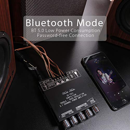 Placa amplificadora Bluetooth con Control de Agudos y Graves, AMP de Audio de Clase D de 2.1 Canales con Doble Chip TPA3116D2 DC 12-24V, Placa AMP para Altavoces inalámbricos DIY