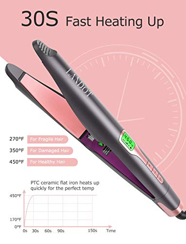 Plancha de Pelo Profesional Ion Alisador y Rizador 2 en 1, Cerámica Planchas Del Pelo, Digital, 11 Ajustes Temperatura Para Todo Tipo de Cabello, Calentamiento Rápido