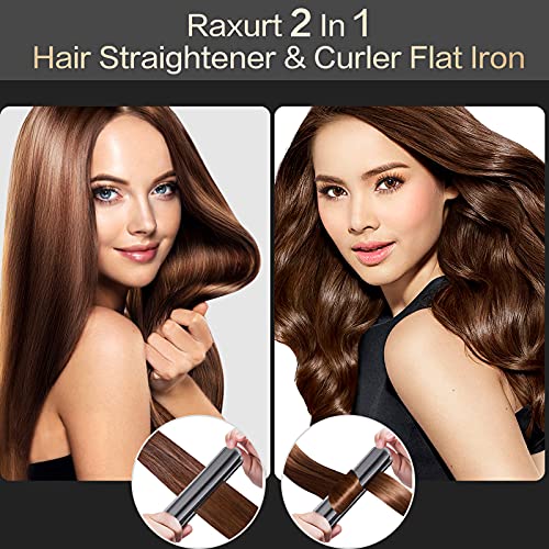 Plancha de Pelo Profesional, Planchas del Pelo y Rizador 2 en 1 Modelador Multifunción Alisa Revestimiento de Cerámica Alisadora y Rizadora Adecuada 5 Temperatura Ajustable para Todo Tipo de Cabello