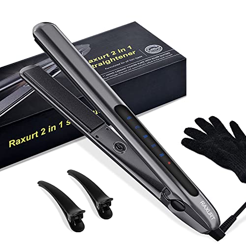 Plancha de Pelo Profesional, Planchas del Pelo y Rizador 2 en 1 Modelador Multifunción Alisa Revestimiento de Cerámica Alisadora y Rizadora Adecuada 5 Temperatura Ajustable para Todo Tipo de Cabello