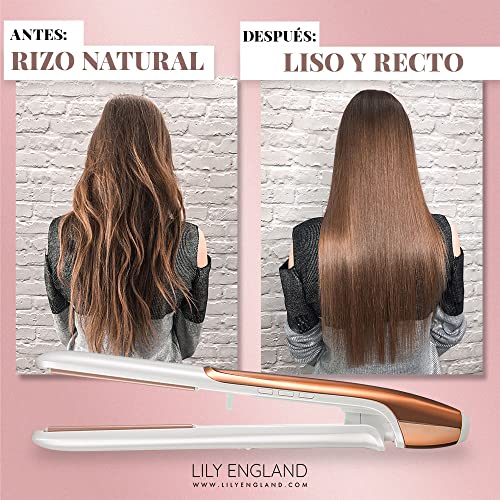 Plancha del Pelo - Planchas de Cerámica Flotantes para todos los Cabellos - Alisado y Rizos, 100℃-230℃, Temperatura Ajustable - Oro Rosa, Lily England