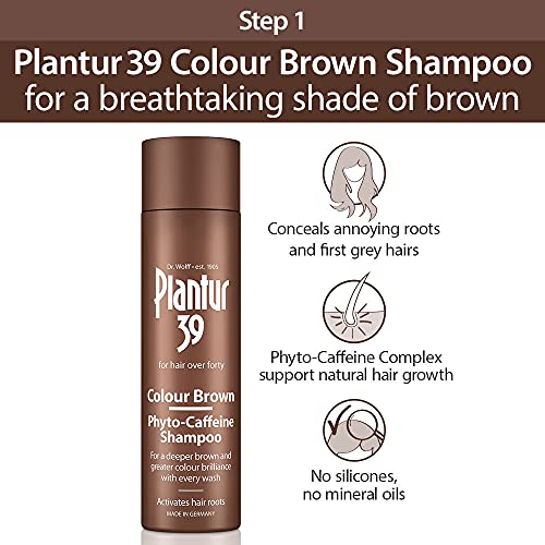 Plantur 39 Color Brown Pack de Champú Anticaida Mujer con Cafeína 250 ml y Acondicionador 2x 150 ml | Oculta Raíces del Pelo y Reduce la Caida del Cabello Mujer | Fórmula Única Crecimiento Cabello