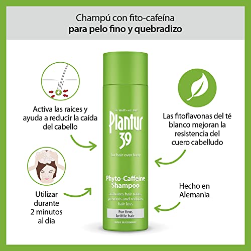 Plantur 39 Pack de Shampoo Cafeína 250 ml y Tonico 200 ml | Evita y Reduce la Caida Cabello Mujer | Para Cabello Fino y Quebradizo | Tratamiento Anticaida Cabello Mujer