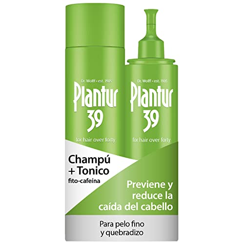 Plantur 39 Pack de Shampoo Cafeína 250 ml y Tonico 200 ml | Evita y Reduce la Caida Cabello Mujer | Para Cabello Fino y Quebradizo | Tratamiento Anticaida Cabello Mujer