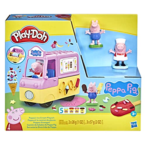 Play-Doh - Camión de Helados de Peppa Pig - Figuras de Peppa y George y 5 Botes (F3597)