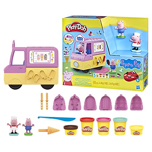 Play-Doh - Camión de Helados de Peppa Pig - Figuras de Peppa y George y 5 Botes (F3597)