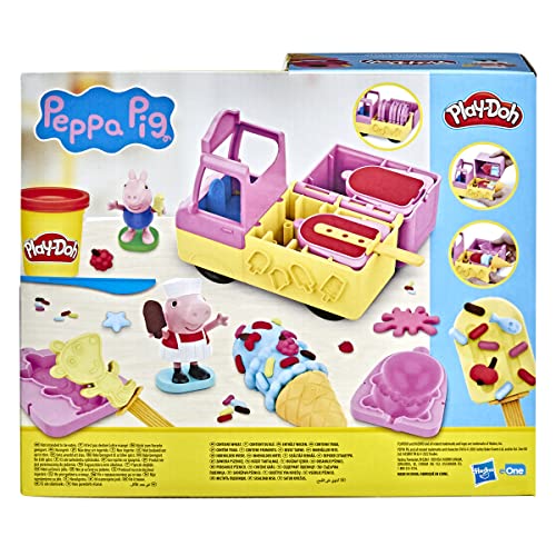 Play-Doh - Camión de Helados de Peppa Pig - Figuras de Peppa y George y 5 Botes (F3597)