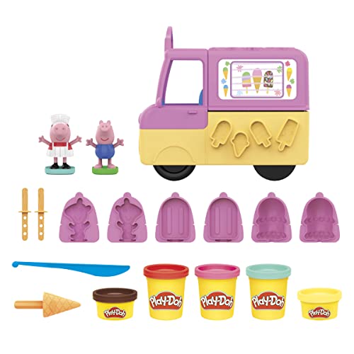 Play-Doh - Camión de Helados de Peppa Pig - Figuras de Peppa y George y 5 Botes (F3597)