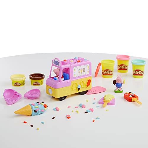 Play-Doh - Camión de Helados de Peppa Pig - Figuras de Peppa y George y 5 Botes (F3597)