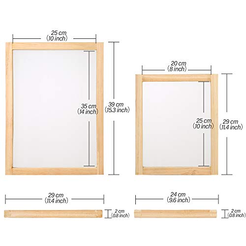 Pllieay 2 marcos de madera de la impresión de la pantalla de seda de los pedazos 10 x 14 pulgadas, 8 x 10 pulgadas con la malla blanca 110 para la impresión de la pantalla