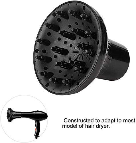 POFET Difusor universal para secadores de pelo con boquilla D = 3,5 cm – 5,0 cm para cabello rizado o ondulado, seco y ganar máximo volumen sin encrespamiento negro