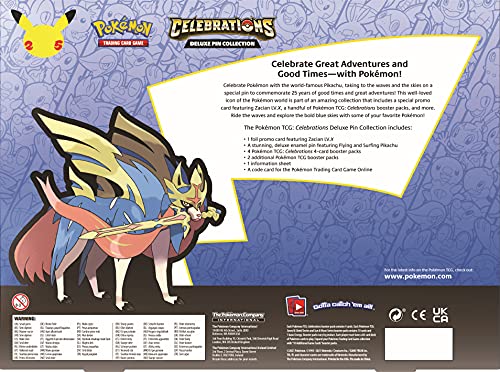 Pokémon, Caja de Pines Deluxe de Celebraciones (25 Aniversario), Juego de Cartas para 2 Jugadores a Partir de 6 años, más de 10 Minutos de Tiempo de Juego