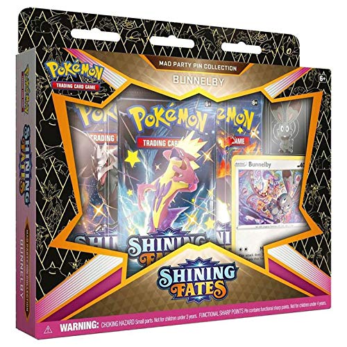 Pokémon Colección de Pines de Shining Fates Fiesta Loca (uno al Azar), Juego de Cartas para 2 Jugadores a Partir de 6 años, más de 10 Minutos Jugando Tiempo