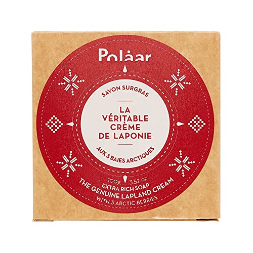 Polåar - Extra Rich Natural French Soap Face and Body - 100 gr with 3 arctic berries - Vegan - The Genuine Lapland Cream - Bar soap - For all skin types, even sensitive, family - Cleanses, nourishes