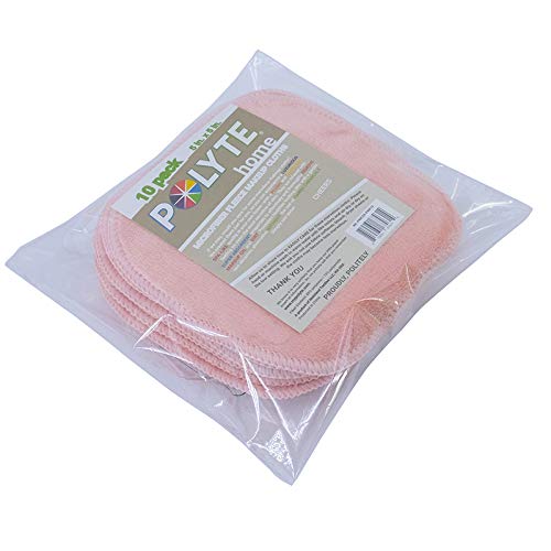 Polyte - Toalla facial desmaquillante de microfibra - Hipoalergénica y sin elementos químicos - Premium - Rosa (13 x 13 cm) Pack de 10