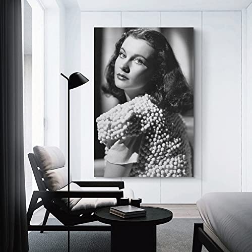 Póster de la película británica Vivien Leigh de estilo vintage Glamour con texto en inglés "Vivien Leigh", póster y arte para pared, diseño moderno de decoración de dormitorio familiar de 30 x 45 cm