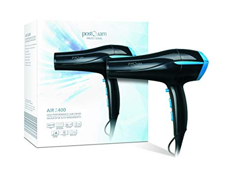 Postquam | Secador de Pelo Profesional Ultraligeros 2400W, Negro. Incluye dos boquillas.