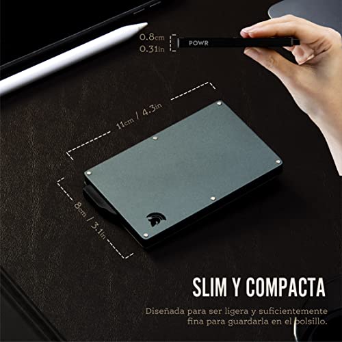 POWR Porta Tarjetas de Metal | Tarjetero Metalico RFID | Porta Tarjetas de Credito | Cartera Aluminio | Regalos Originales para Hombre