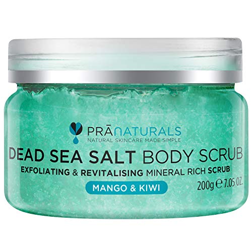 PraNaturals - Kit de cuidado corporal con sales del Mar Muerto - Exfoliante y manteca corporal hidratante para una piel suave - Mango y Kiwi, Higo Verde, Flor de Naranja - Vegano y Cruelty Free