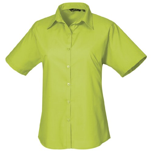 Premier - Camisa lisa de manga corta de caballero/hombre Diseño formal Tejido papelina (44.5 - Medida cuello 44.5cm/Rojo)