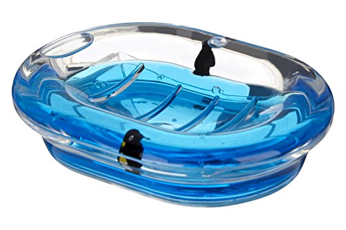 Premier Housewares Jabonera acrílica con pingüinos flotantes, Transparente/Azul, 10 x 14 x 3 cm