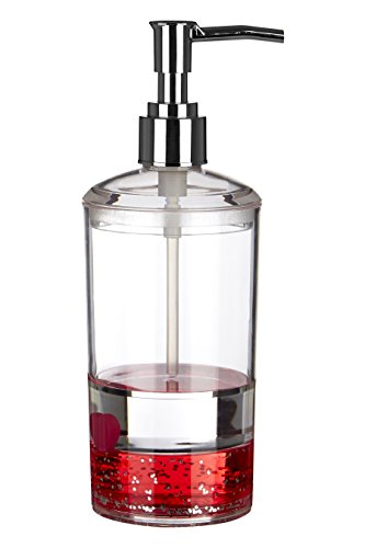Premier Housewares – Loción/dispensador de jabón, acrílico, Transparente/Rojo, 7 x 7 x 19 cm