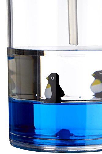 Premier Housewares – Loción/dispensador de jabón con pingüinos Flotante, acrílico, Claro/Azul, 7 x 7 x 19 cm