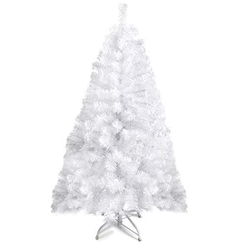 Prextex Árbol de Navidad de 120 cm – Abeto Navidad Artificial de 320 Puntas, Articulado – Árbol de Navidad Frondoso Blanco, Ligero y Fácil de Montar con Base Metálica