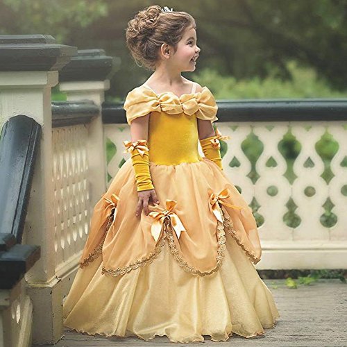 Princesa Belle Disfraz de Belleza y La Bestia Vestidos de Halloween Fiesta de Disfraces Vestidos de Princesa para Niña, Belle, 2-3 Años