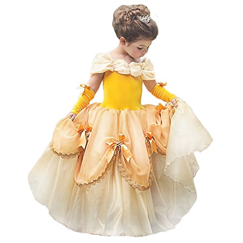 Princesa Belle Disfraz de Belleza y La Bestia Vestidos de Halloween Fiesta de Disfraces Vestidos de Princesa para Niña, Belle, 2-3 Años