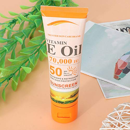 Protector solar facial, corporal, blanqueador, hidratante, solar, no graso, de larga duración, seco, transparente, protección UV, crema para el cuidado facial (50 g)(Vitamin E)