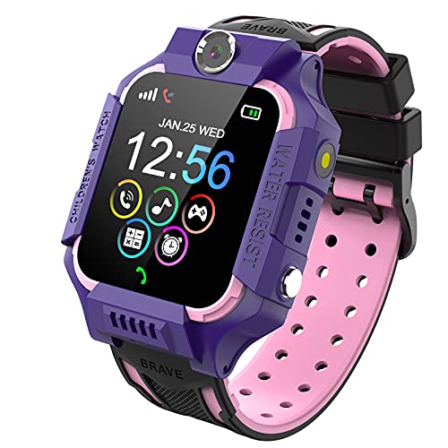 PTHTECHUS Reloj Inteligente Niño de Podómetro, Smartwatch Niños con 14 Juegos SOS Llamada MúSica Linterna Cámara Despertador Regalos para niños de 4 a 12 años (Y19-Purple)