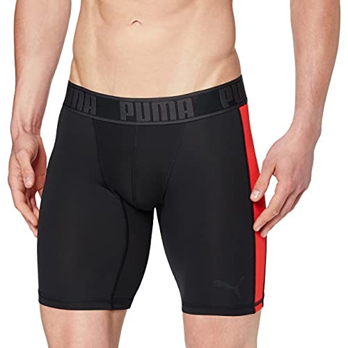 PUMA Active Long Boxer 1p Packed Calzoncillos Largos Deportivo, Hombre, Rojo (Black/Red), L