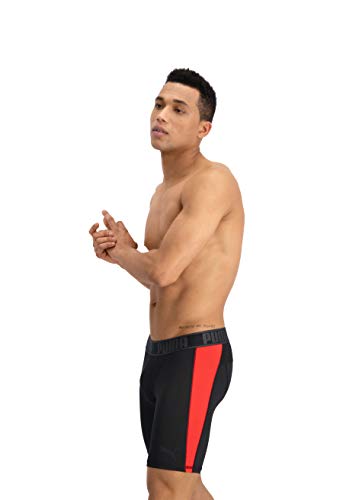 PUMA Active Long Boxer 1p Packed Calzoncillos Largos Deportivo, Hombre, Rojo (Black/Red), L