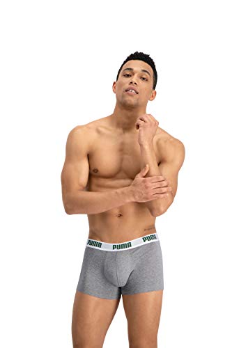 Puma Basic Trunk 2P, Boxer hombre (Pack de 2), Multicolor (Amazon Green/Grey), S