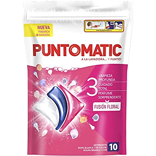 Puntomatic Cápsulas Tricámara - Detergente Lavadora para Ropa Blanca y de Color, Quitamanchas |10 lavados