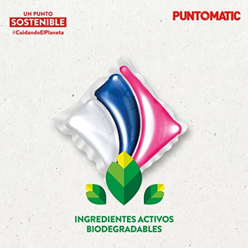 PUNTOMATIC | Cápsulas Tricámara Floral | Detergente Lavadora para Ropa Blanca y de Color | Quitamanchas | 32 lavados