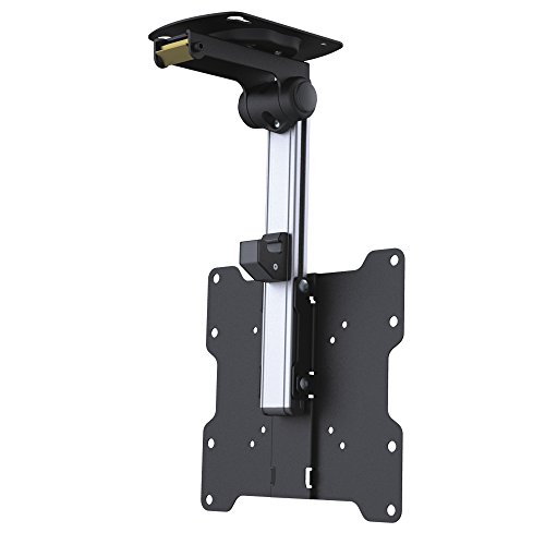 Puremounts PM-Slope-37 - Soporte para Techos en Declive, Inclinable 105°, Regulable en Altura, Carga Máxima 20Kg, Negro / Plata, Vesa Máx. 200x200, Universal