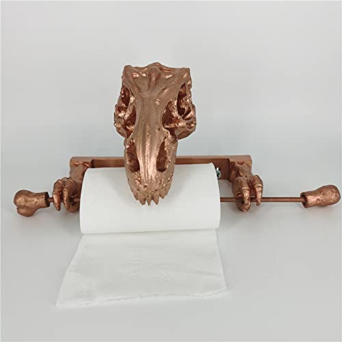 Qagazine Titular de tejido esqueleto de dinosaurio Soporte de papel higiénico de resina creativa Soporte de tejido de perforación Soporte de rollo de baño Percha de papel para dormitorio de baño