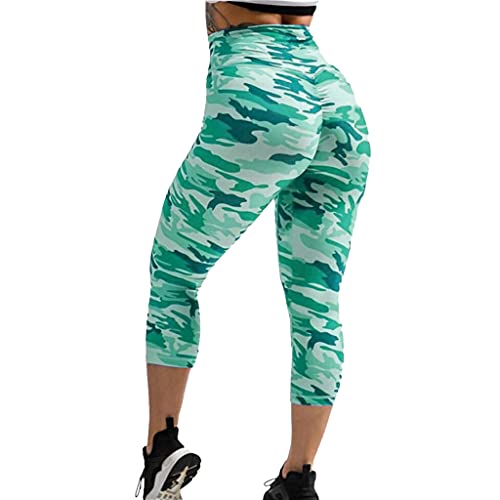 QTJY Las Polainas de la impresión del Camuflaje de Las Mujeres, la Yoga del Ejercicio del Push-up jadean, los Pantalones para Correr anticelulíticos al Aire Libre BL