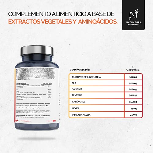 Quemagrasas potente para adelgazar. Suplemento deportivo de alto rendimiento para la eliminación de grasa abdominal, activa el metabolismo y supresor del apetito. 100 cápsulas vegeteales