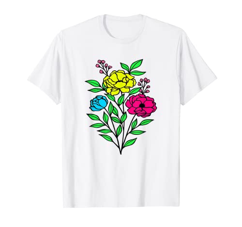 Ramo De Flores Colorido Rosa Amarillo Aqua Flores Camiseta