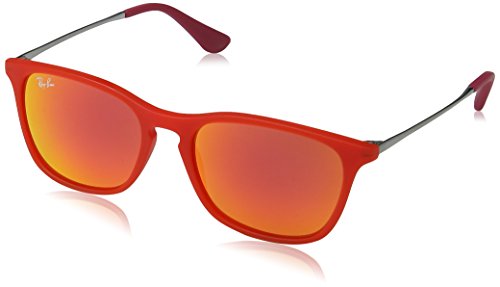 Ray Ban Junior 9052S - Gafas de sol unisex, color naranja (red fluo trasparent rubber), talla 49 mm