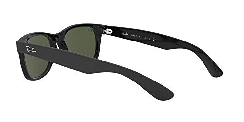 Ray-Ban New Wayfarer Gafas, Parte Superior de Goma Negra sobre Negro Brillante Y Verde, 52 Unisex Adulto