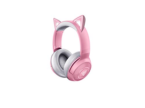 Razer Kraken Bluetooth Kitty - Auriculares inalámbricos para Juegos (Orejas de Gato inalámbricas con iluminación Chroma RGB, micrófono Beamforming, Controlador de 40 mm) Rosa/Quartz